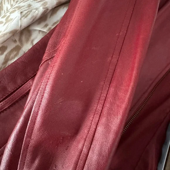 Vera Pelle Red Leather Jacket with Stand-Up Collar size 40 - Picture 7 of 9